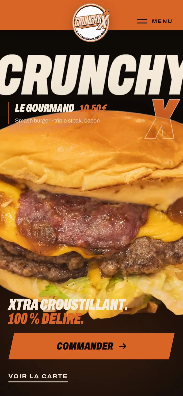 Page d’accueil de Crunchy X, version mobile