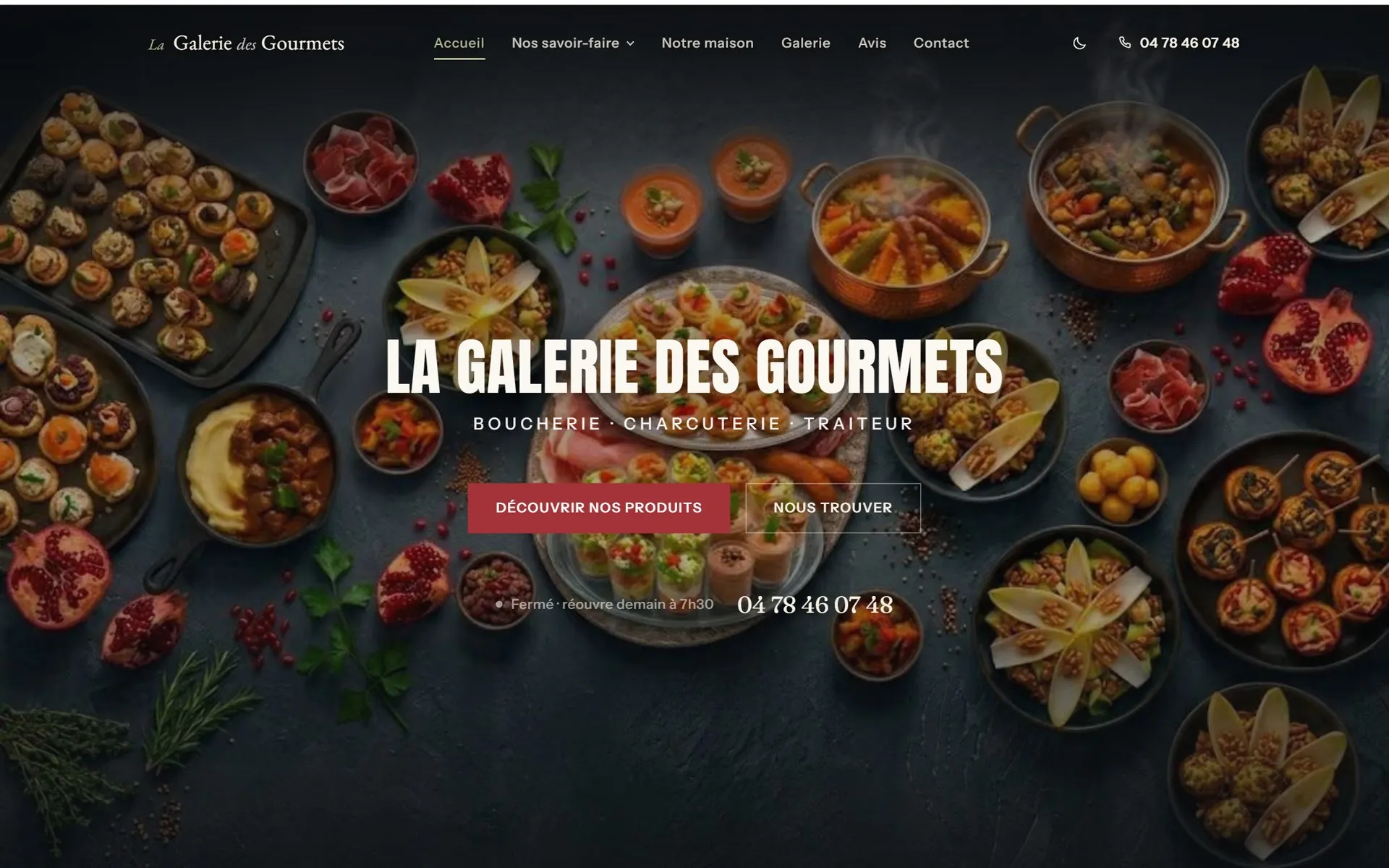 Maquette de site vitrine pour une boucherie, version ordinateur