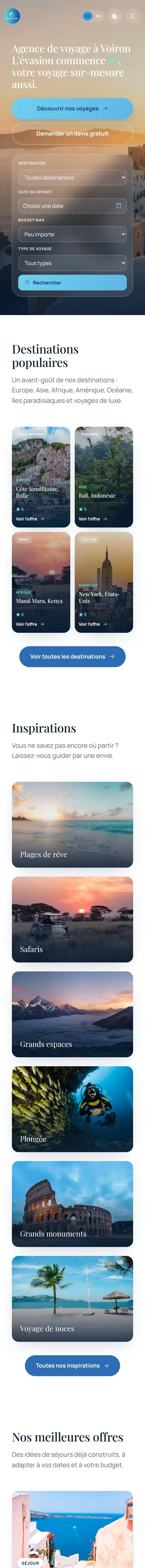 Page d’accueil de Pétales du Monde, version mobile